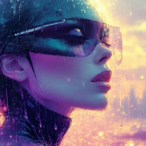 Sade as Aeon Flux in Rainy Art Deco Cyberpunk