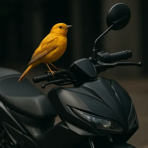 Shimmering Golden Bird Sitting Gracefully on a Stylish