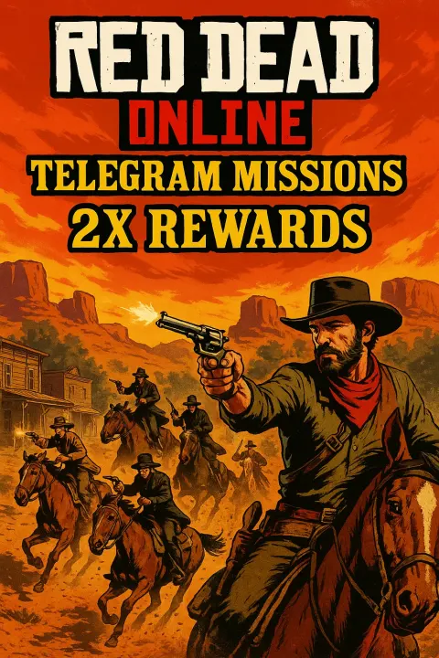 Vibrant and Action-packed Illustrated Poster Featuring Cowboys