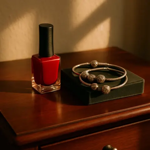 Vivid Crimson Nail Polish Bottle