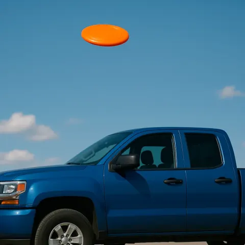 Vivid Orange Frisbee Flying Through the Air
