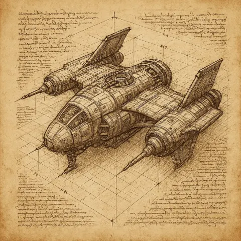 Craft an Elaborate Depiction of a Futuristic Spacecraft Rendered