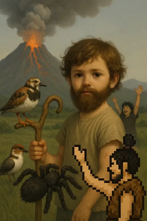 Child with an Unexpectedly Full Wavy Beard