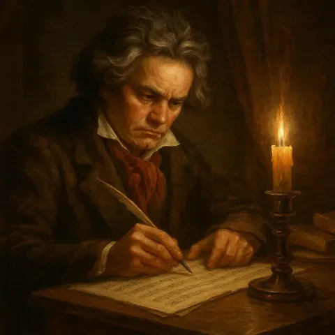 Beethoven Deeply Engaged in His Cherished Activity