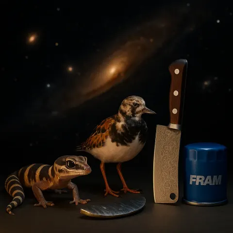 Collection of Four Distinct Items—a Banded Gecko Exhibiting Velvety Texture