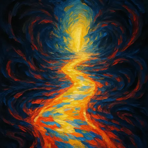Oil Painting Depicting an Abstract Anime Environment