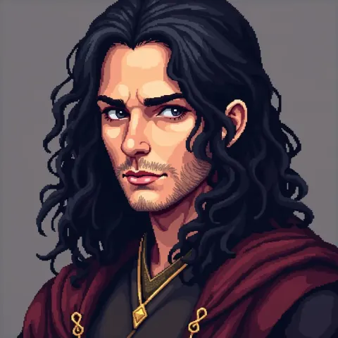 Aragorn Portrait in Blocky Retro Pixel Art