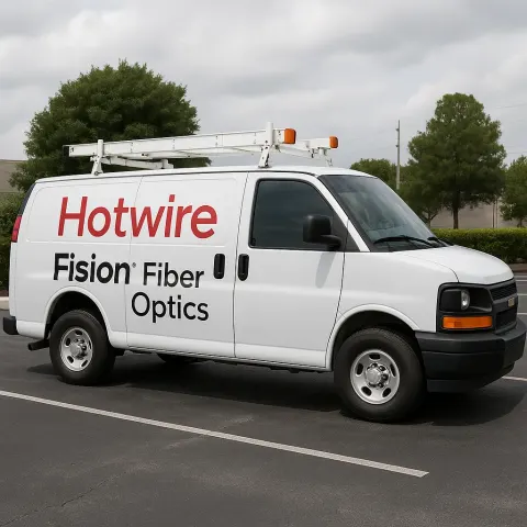 White Utility Van with "Hotwire"