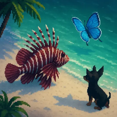 Isometric Pixel Art Scene Unfolds on a Tropical Beach