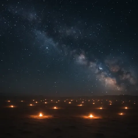 Myriad Distant Campfires Twinkle Like Fallen Stars Across a Vast