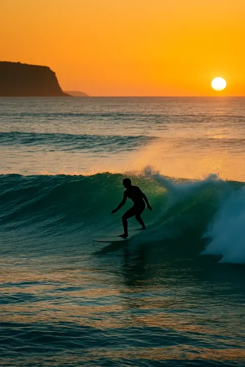 Solitary Surfer Rides Smoothly Atop a Rolling Wave