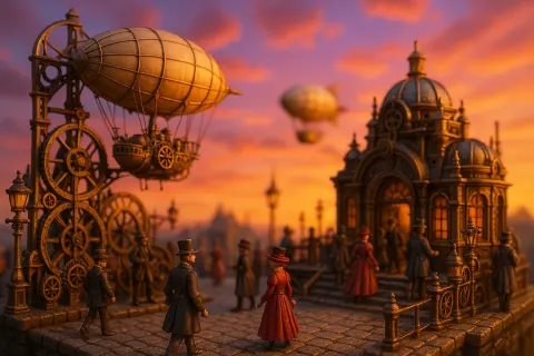 Miniature 3D Setting Displayed Through Tilt-shift Photography
