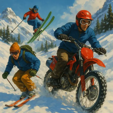 Active Depiction of People Engaging with Skis