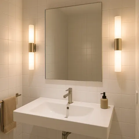 Modern Bathroom with a Large Mirror
