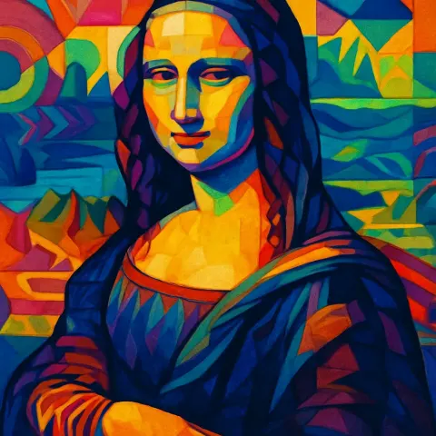 Depict the Mona Lisa Using a Contemporary Art Approach