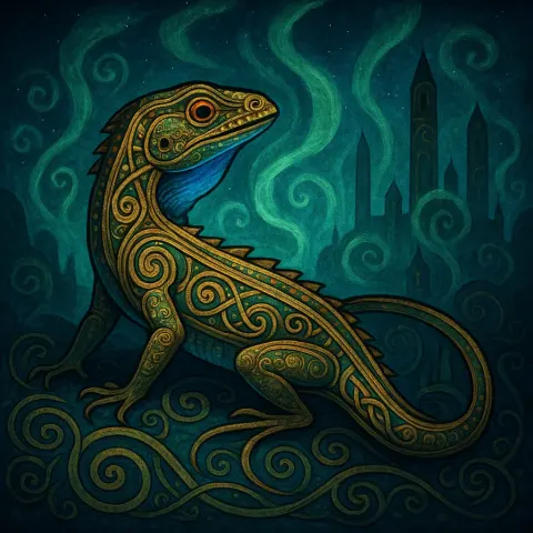 Book of Kells Style Whiptail with a Bluish Throat