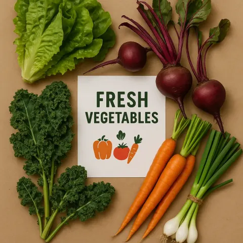 Selection of Fresh Vegetables Including Lettuce