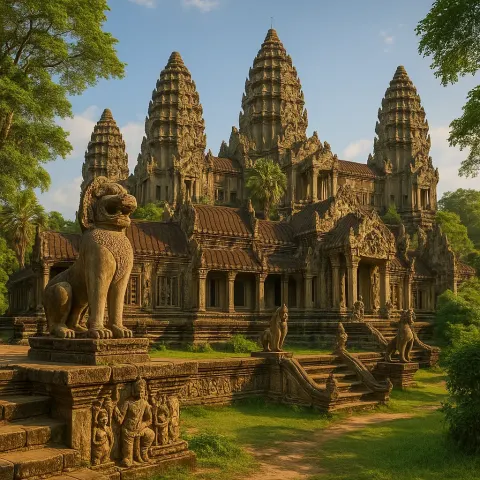 Describe Angkor Wat in Cambodia