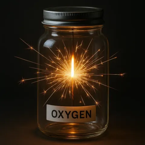 Closed Glass Vessel Containing Pure Oxygen