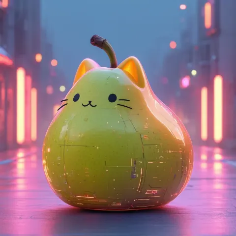 Pear Shaped Sci Fi Cat in Dynamic Motion