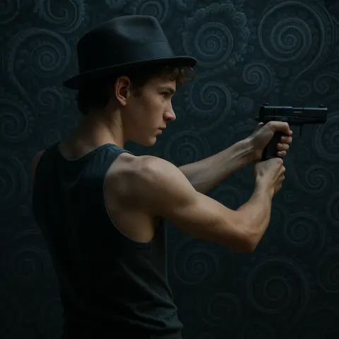 Young Talent in Fedora and Tank Top Aims Intently