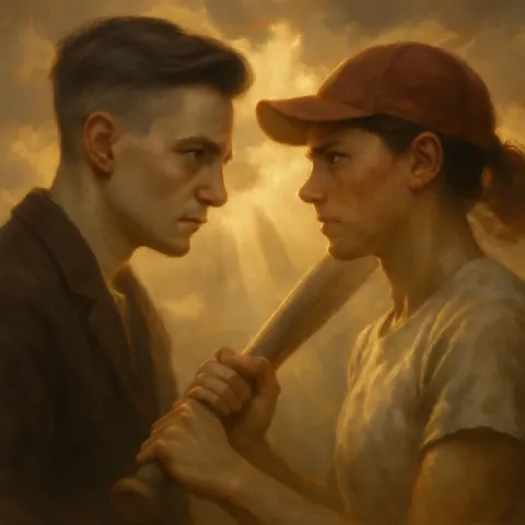 Undercut Author's Steel-grey Eyes Lock with a Freckled Athlete's