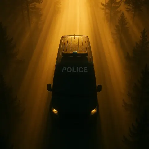 Lone Police Van