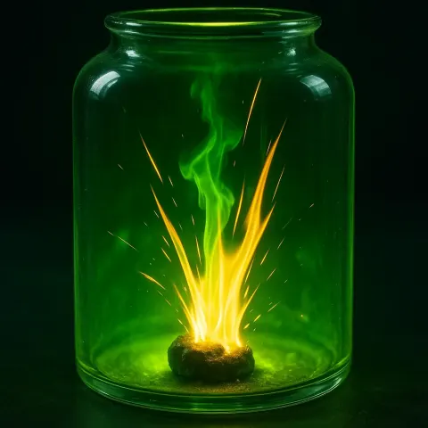 Piece of Phosphorus Catching Fire Violently Inside a Sealed Glass