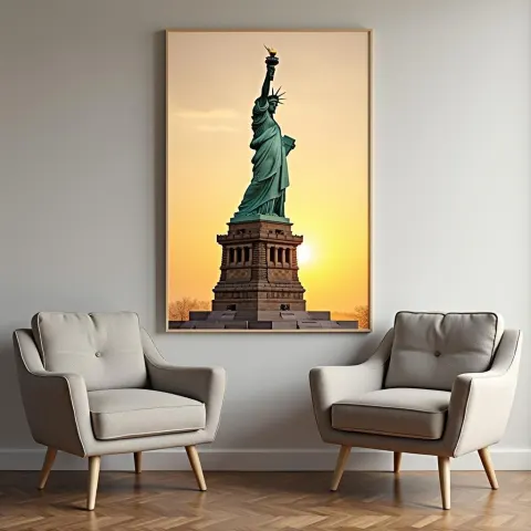 Statue of Liberty Photo Displayed in a Quiet Room