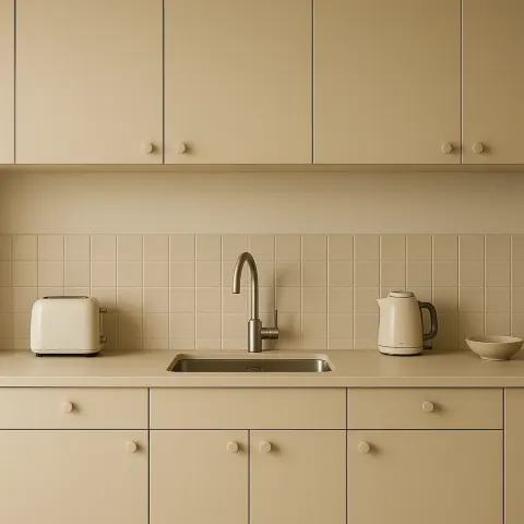 Minimalist Beige Kitchen with a Sink