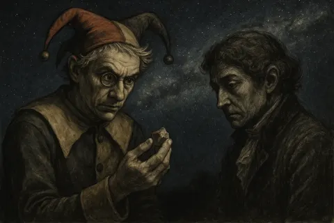 Jester Character Exuding an Outcast Auteur's Intensity