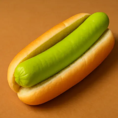 Sausage That's Vivid Lime-green in Color