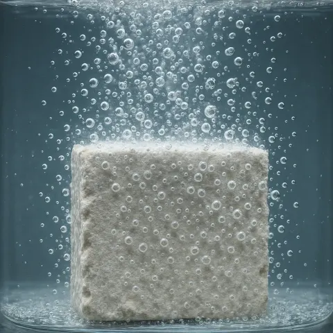 Piece of Limestone Submerged in Hydrochloric Acid