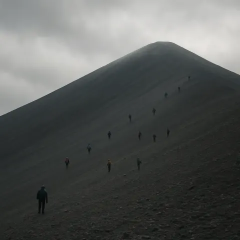 Scattered Group of Distant Hikers Makes its Slow Ascent