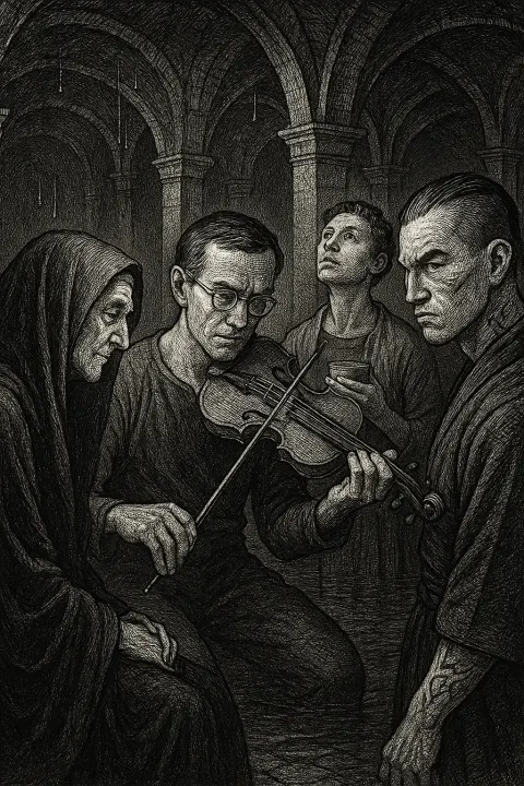 Four Figures Engage Within the Resonant Dampness of a Forgotten