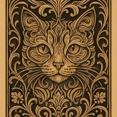 Exquisitely Detailed Art Nouveau Screenprint Highlighting the Face