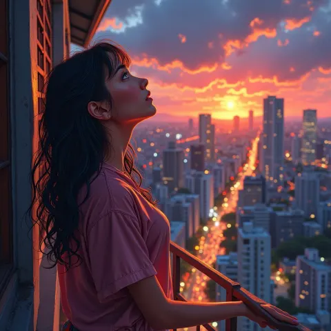 Manga Dreamer Gazing Over Neon São Paulo