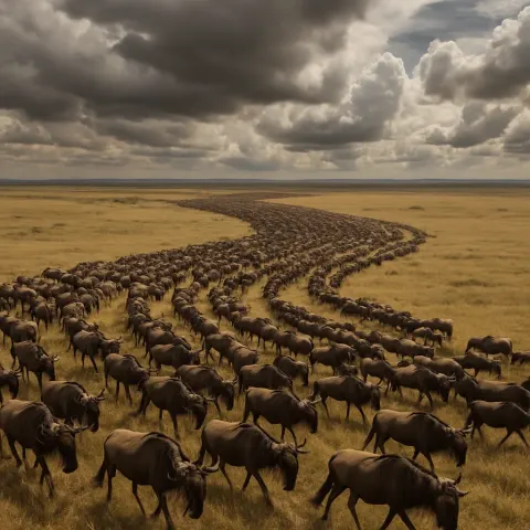 Vast Herd of Wildebeest