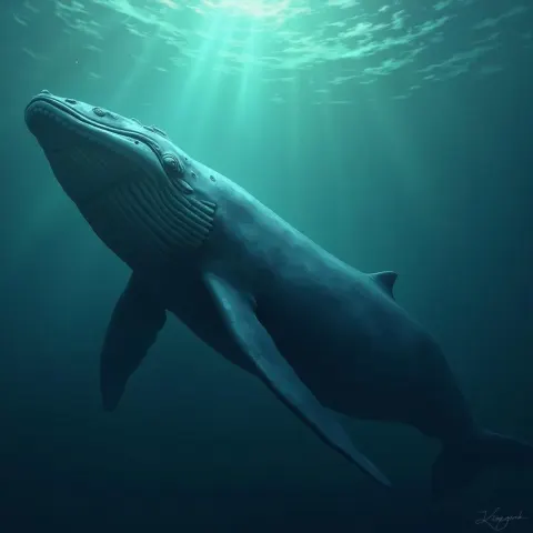 Majestic Whale in Deep Blue Matte Painting