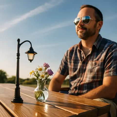 On an Outdoor Wooden Picnic Table