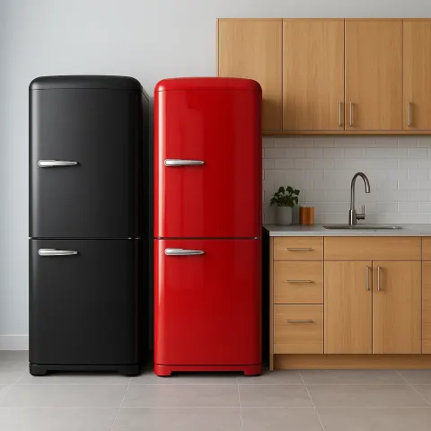 Contemporary Kitchen Showcasing a Pair of Refrigerators