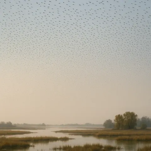 Countless Distant Specks of Migrating Birds Fill