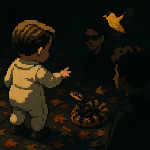 Pixel-art Infant in Vintage Attire