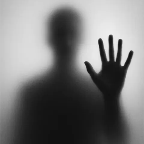 Black-and-white Photo Showcases the Hazy Silhouette of a {person}