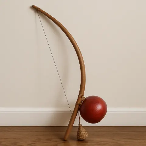 Traditional Berimbau Instrument with a Red Gourd