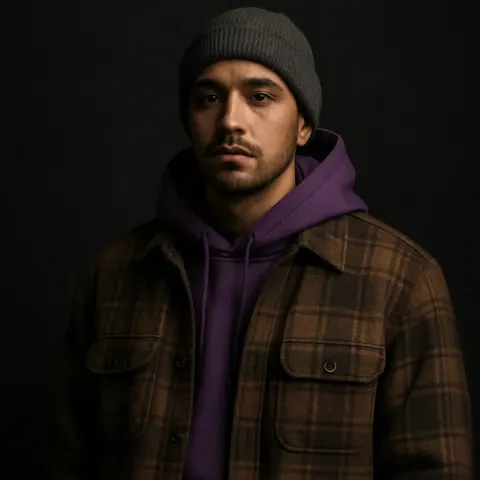 Person Wearing a Purple Hoodie
