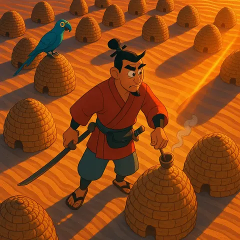 Disney/Pixar Animated Samurai with a Fanny Pack Tends a Dense