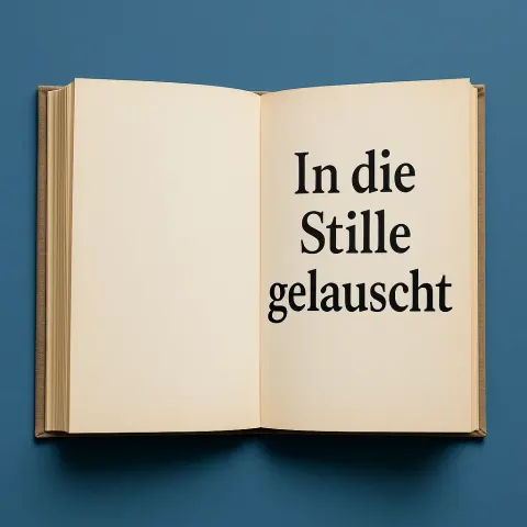 Open Book with the German Title "In Die Stille Gelauscht"