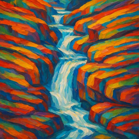 Abstract Artwork Depicting Water Pouring Down Through Dynamic