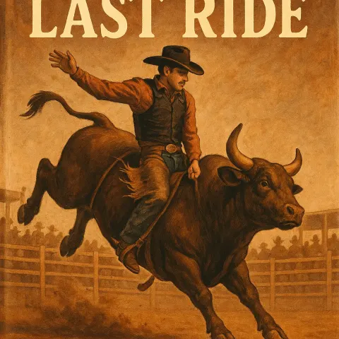 Cowboy Is Riding a Bull in a Rodeo Arena